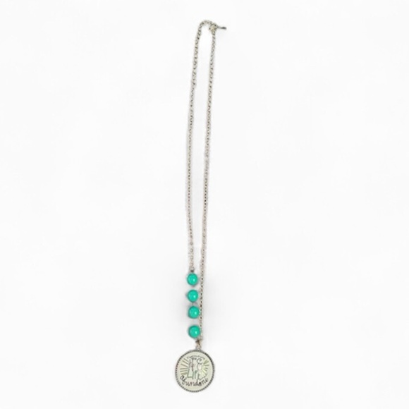 Plunder I have come to bring you life & abundant Silver and Green long necklace - Picture 1 of 6